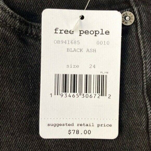 Free People Avery Shorts Women's 24 Black Denim Button-Fly Cutoff Modest NWT - Picture 8 of 10
